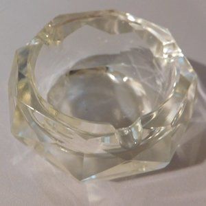 Vintage Faceted Lead Crystal Ashtray Cigar Bowl 4.5x2.25” Tobacciana Heavy 1.6lb